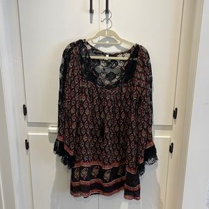Free People Bohemian Dress with Lace Detail
